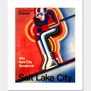 Vintage Travel Poster USA American Airlines Salt Lake City Posters and Art